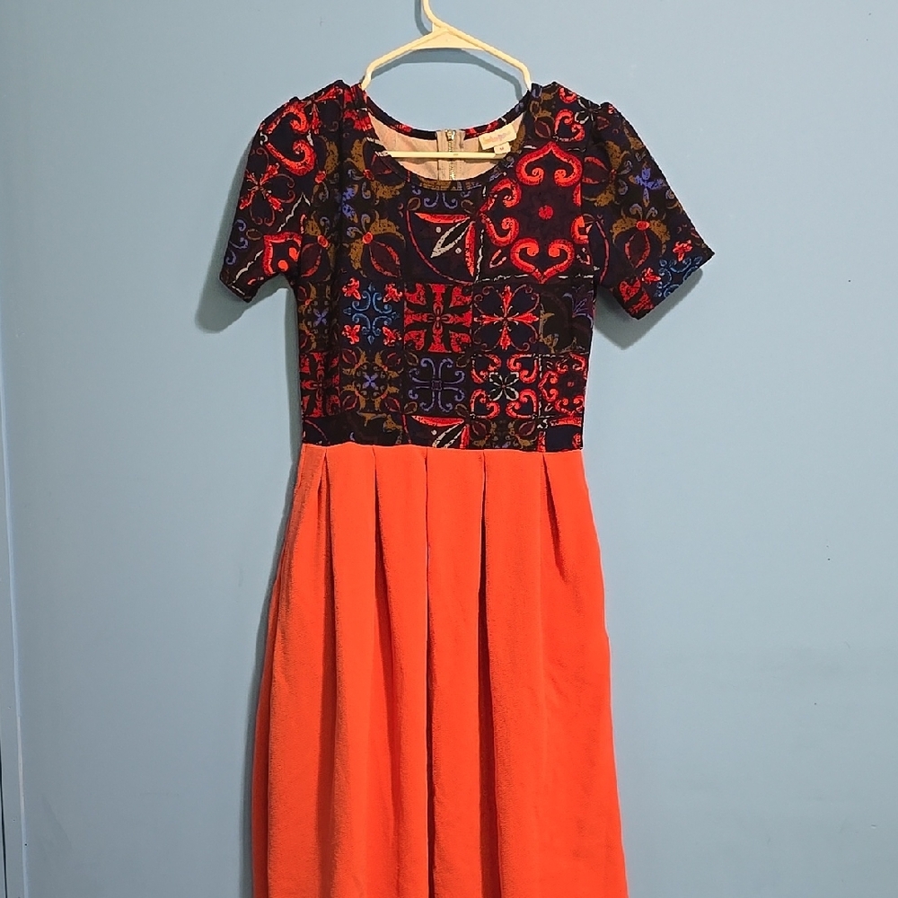 Colorful Kids Dress with Orange Skirt
